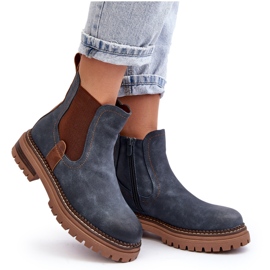 Evento Stivaletti Chelsea isolanti da donna con tacco piatto, Blu Myrine 3