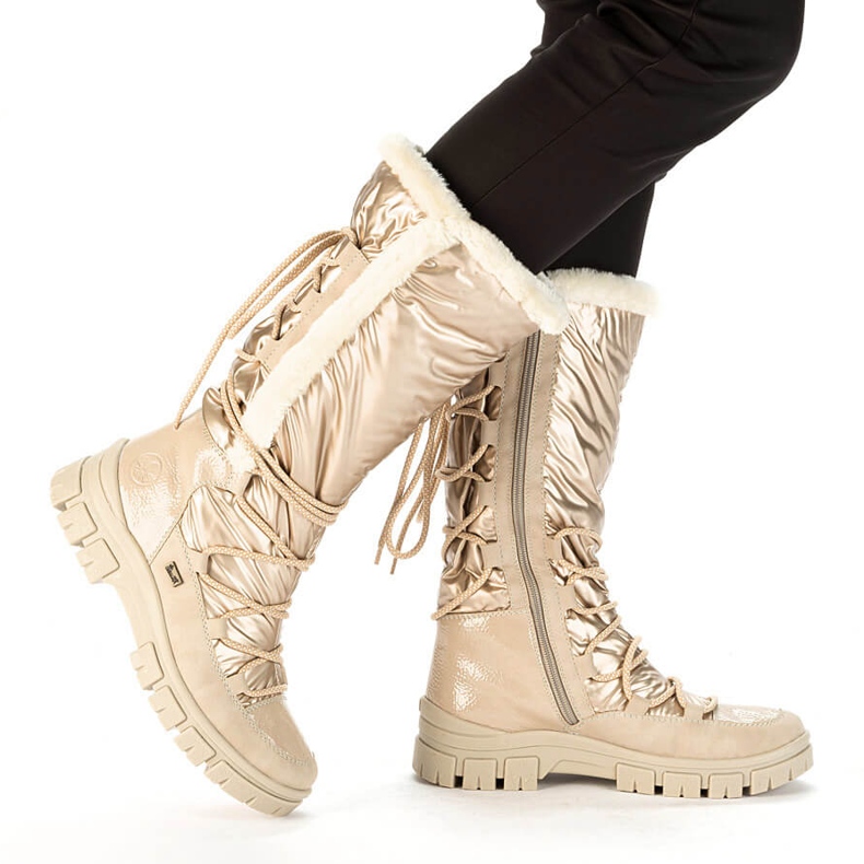 Stivali da neve alti beige da donna impermeabili Rieker Z1083-62 1
