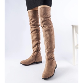 Stivali lunghi Elwira in caldo eco-suede marrone 1
