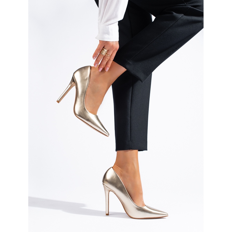 Décolleté con tacco alto color oro Shelovet d'oro 1