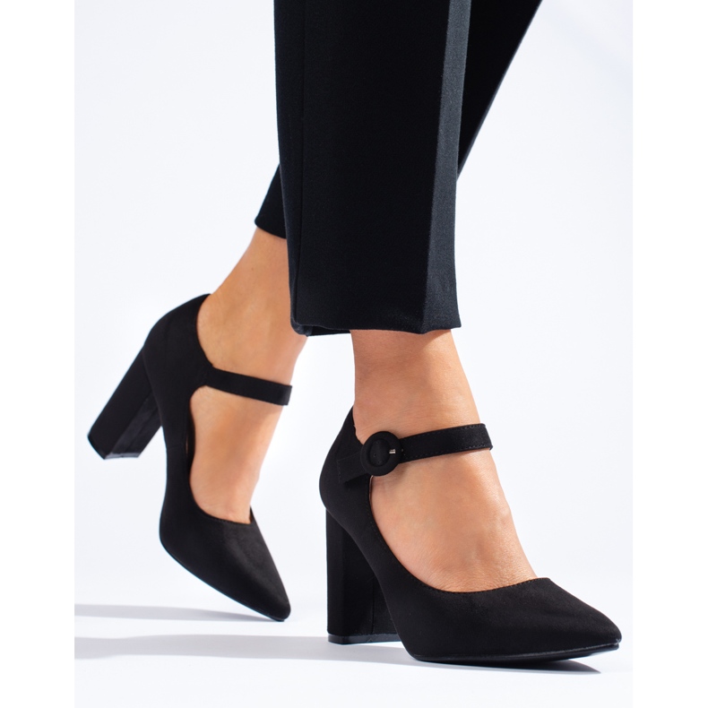Décolleté Shelovet con tacco alto in camoscio nero 1
