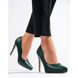 Décolleté Shelovet verde scuro con tacco alto viola 1