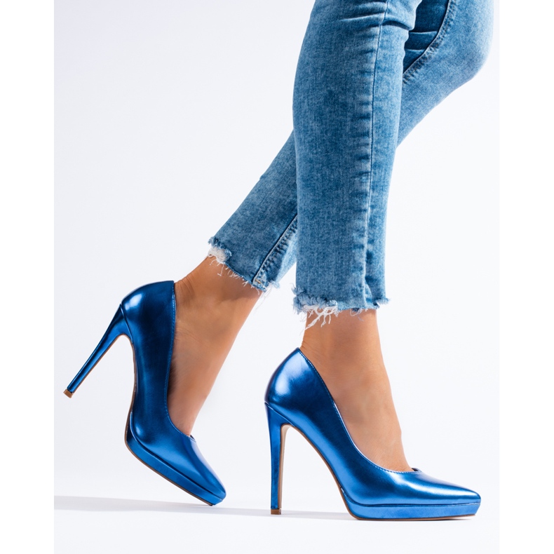 Décolleté blu con tacco alto Shelovet viola 2