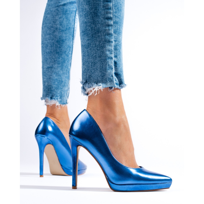 Décolleté blu con tacco alto Shelovet viola 1