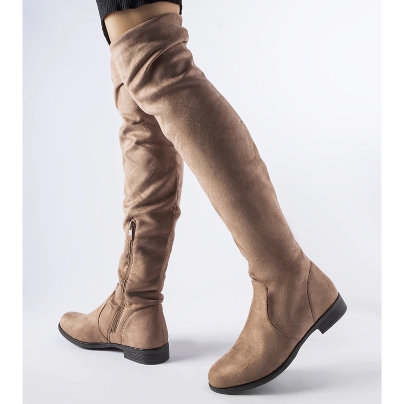 Stivali lunghi Scandale in calda ecopelle beige 1