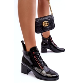 Stivaletti Bassi Stringati in Vernice S.Barski MR870-66 Nero 1