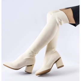 Stivaletti calzino beige con tacco alto di Newman 1