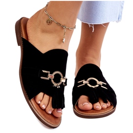 Lewski Shoes Pantofole in pelle scamosciata da donna Leewski Shoes 3226 nere nero 5