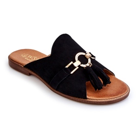 Lewski Shoes Pantofole in pelle scamosciata da donna Leewski Shoes 3226 nere nero 4