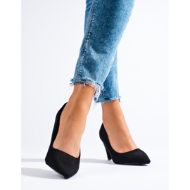 Décolleté con tacco conico in pelle scamosciata nera Shelovet nero 1