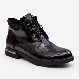 Vinceza Lu Boo Stivaletti con tacco piatto in vernice nera nero 1