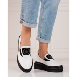 Scarpe da donna in pelle bianca bianco 2