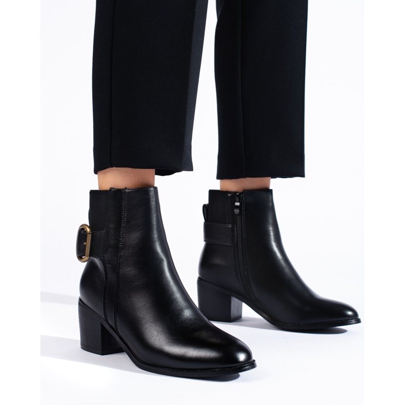 SHELOVET Eleganti stivaletti neri con tacco alto nero 1