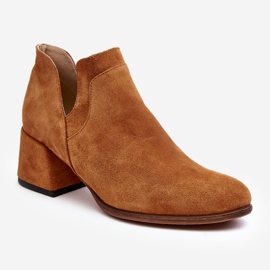 Stivaletti In Pelle Scamosciata Con Tacco Cut-Out Camel Dalros marrone 1