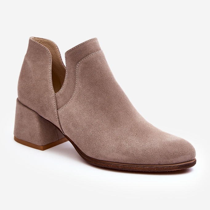 Stivaletti In Pelle Scamosciata Con Tacco Alto Cut-Out, Dalros Beige Chiaro 1