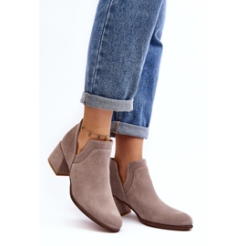 Stivaletti In Pelle Scamosciata Con Tacco Alto Cut-Out, Dalros Beige Chiaro 2