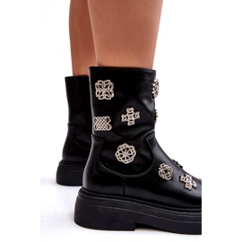 S.Barski Stivaletti In Pelle Isolanti Con Decorazioni D&amp;A MR870-14A Nero 4