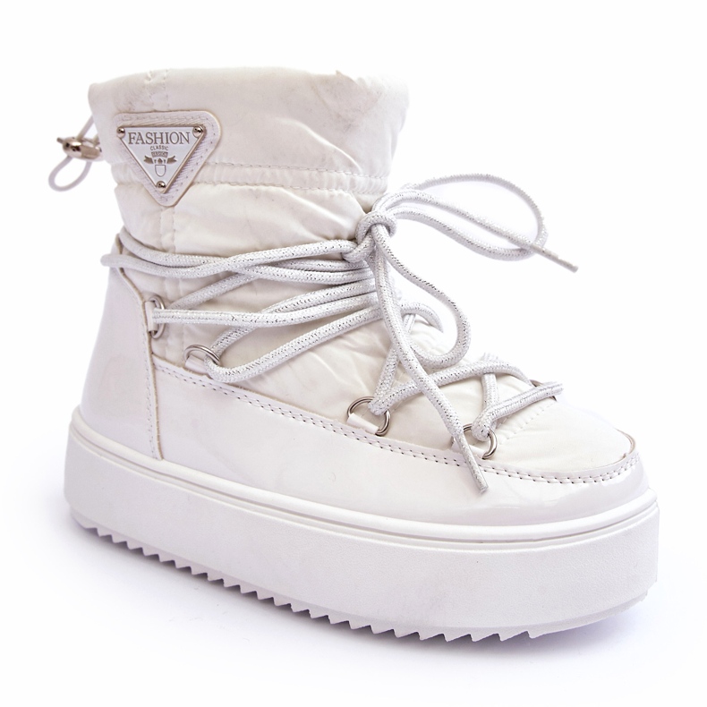 MSMG Stivali da neve stringati isolanti per bambini bianchi Colina bianca 3