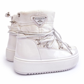 MSMG Stivali da neve stringati isolanti per bambini bianchi Colina bianco 1