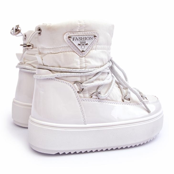 MSMG Stivali da neve stringati isolanti per bambini bianchi Colina bianco 1