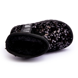 Stivali da neve delle ragazze isolate da paillettes nere nero 2