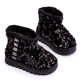 Stivali da neve delle ragazze isolate da paillettes nere nero 3