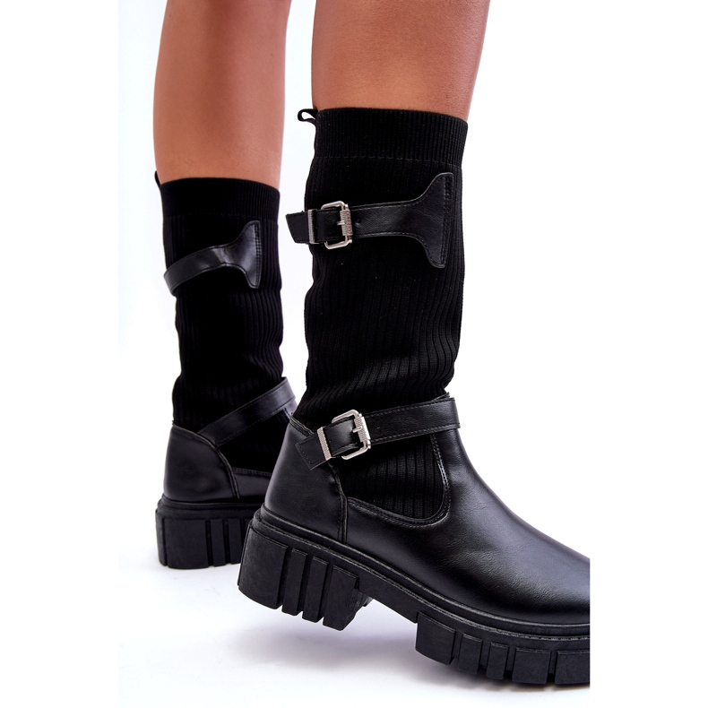 Stivali neri da donna con una calza nera nero 4