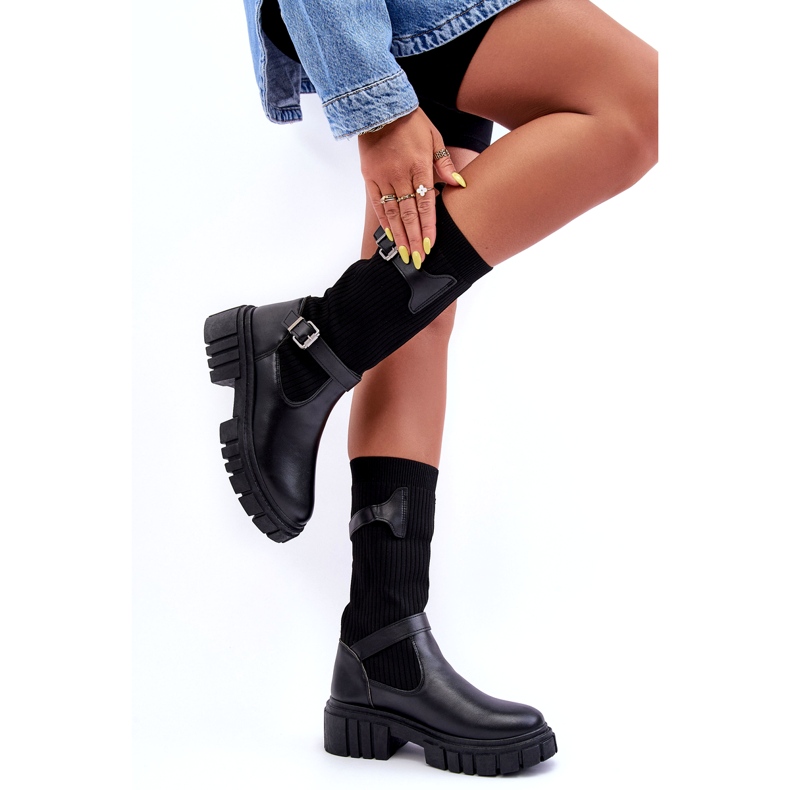 Stivali neri da donna con una calza nera nero 2