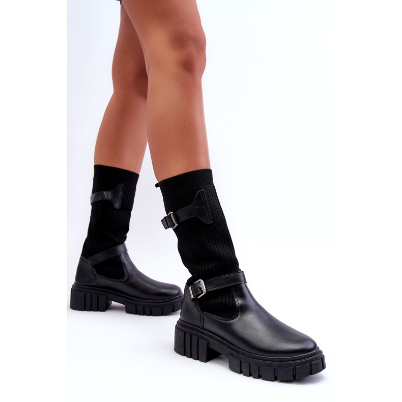 Stivali neri da donna con una calza nera nero 3