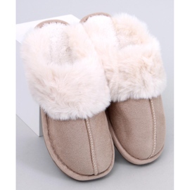 Otteys Ciabatte da donna beige con pelliccia 1