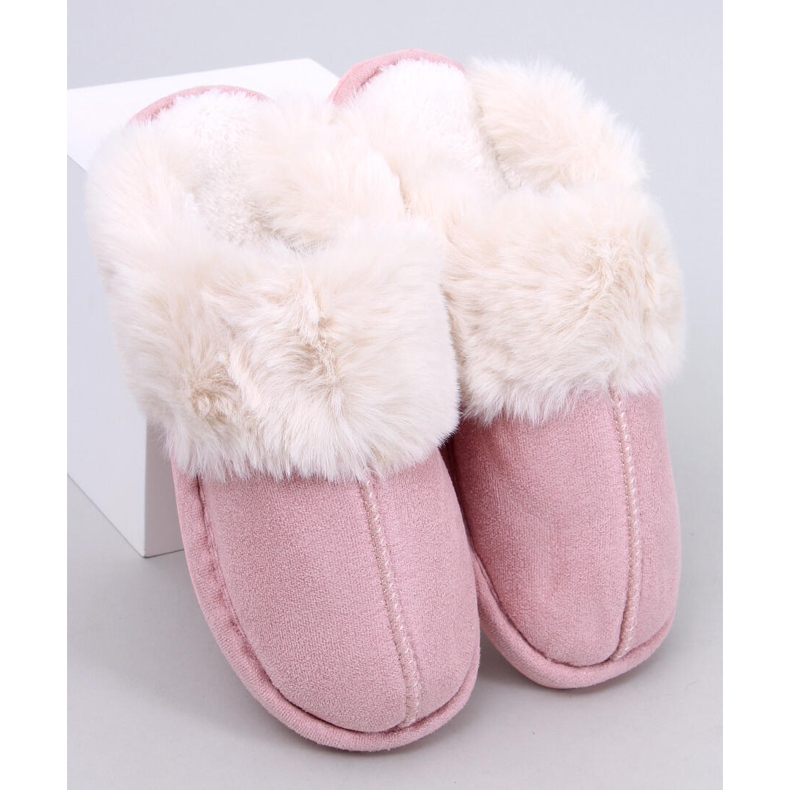 Otteys Ciabatte da donna rosa con pelliccia 1