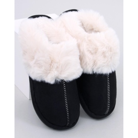 Otteys Ciabatte da donna nere con pelliccia nero 1