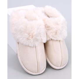 Ciabatte da donna Otteys Ecru con pelliccia beige 1