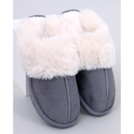 Otteys Ciabatte da donna grigie con pelliccia grigio 1