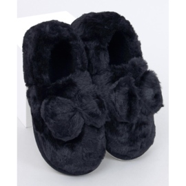 Pantofole in pelliccia con fiocco Emres Black nero 1