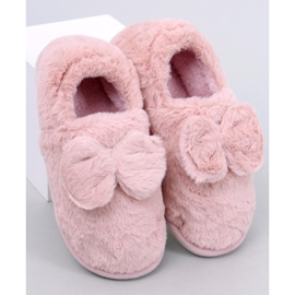 Emres Pantofole in pelliccia rosa con fiocco 1