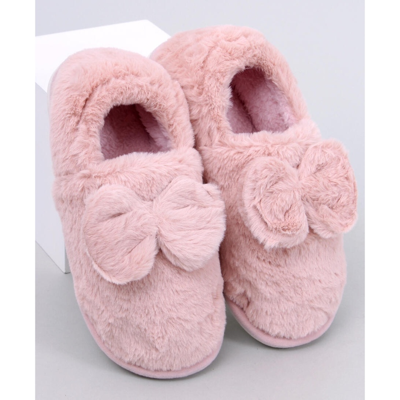 Emres Pantofole in pelliccia rosa con fiocco 1