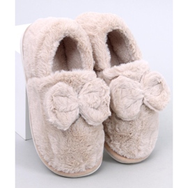 Emres Pantofole in pelliccia beige con fiocco 1