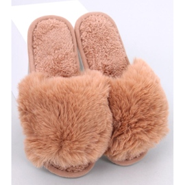 Pantofole Kemars Camel in pelliccia open toe marrone 1