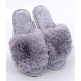 Kemars Ciabatte open toe in pelliccia grigia grigio 1