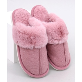 Pantofole Skeen spina di pesce rosa scuro con pelliccia 1