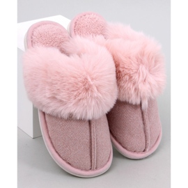 Pantofole Skeen spigate con pelo, Rosa Cipria 1