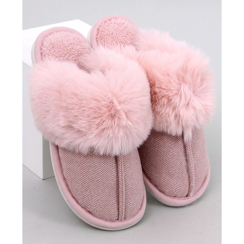 Pantofole Skeen spigate con pelo, Rosa Cipria 1