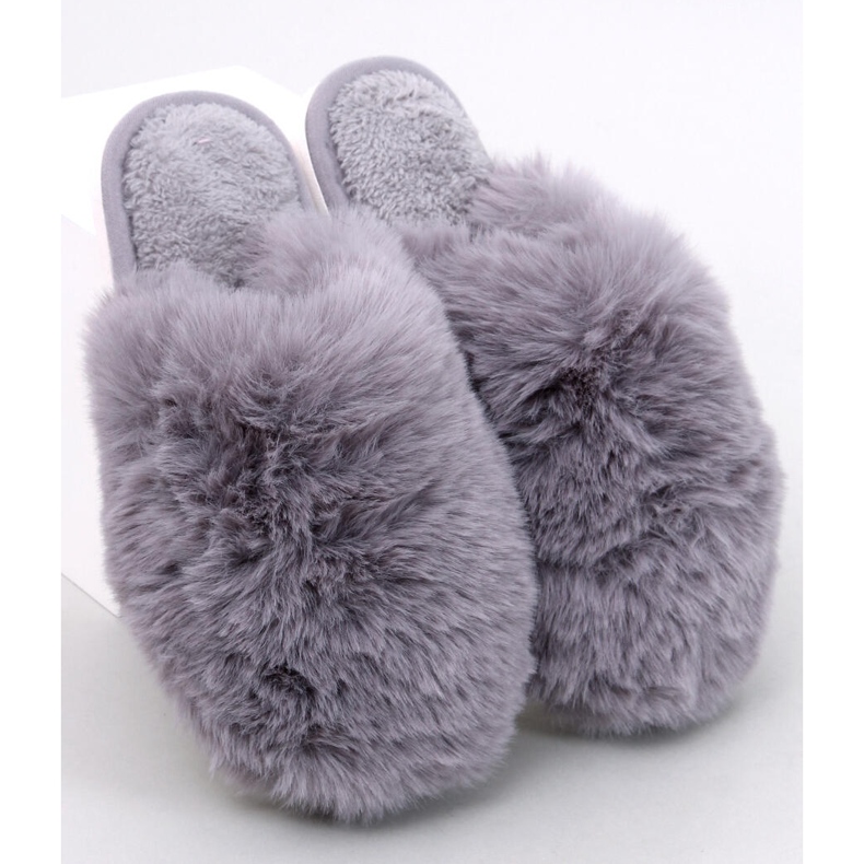 Ciabatte in pelliccia da donna Calvert, grigie grigio 1