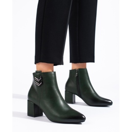 Eleganti stivaletti Daszyński classici con tacco alto verde scuro 1