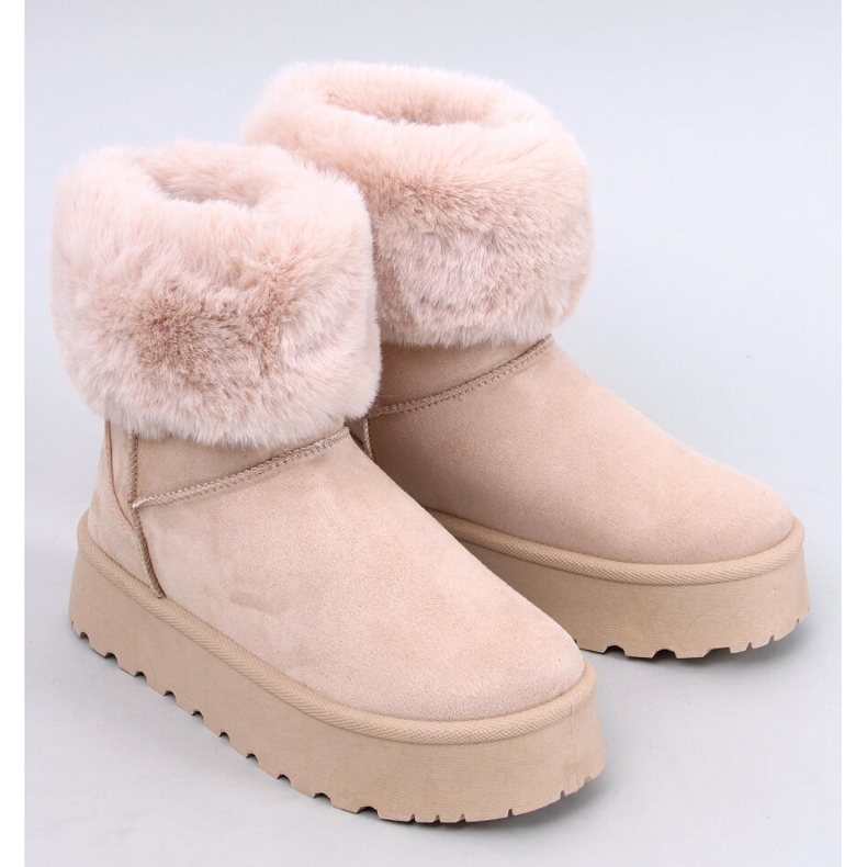 Stivali da neve Tayna Beige con plateau e pelliccia 1
