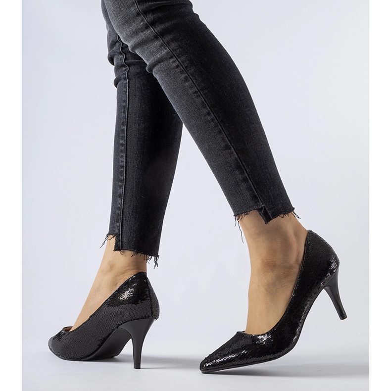 Décolleté Ernesto a tacco alto nere con paillettes nero 2