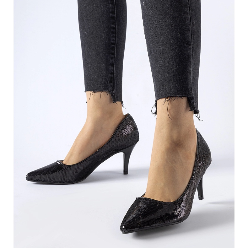 Décolleté Ernesto a tacco alto nere con paillettes nero 1
