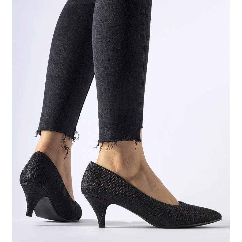 Décolleté pescara basse in broccato nero 1