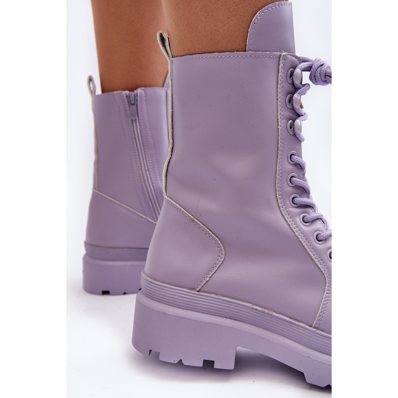 Stivali Worker da Donna, Ecopelle, Irande Viola 2